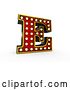 Clip Art of Retro 3d Illuminated Theater Styled Letter E, on a White Background by Stockillustrations