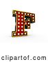 Clip Art of Retro 3d Illuminated Theater Styled Letter F, on a White Background by Stockillustrations