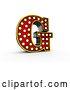 Clip Art of Retro 3d Illuminated Theater Styled Letter G, on a White Background by Stockillustrations
