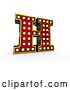 Clip Art of Retro 3d Illuminated Theater Styled Letter H, on a White Background by Stockillustrations