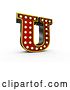 Clip Art of Retro 3d Illuminated Theater Styled Letter U, on a White Background by Stockillustrations