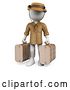 Clip Art of Retro 3d White Guy Traveler with Suitcases, on a White Background by