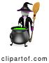 Clip Art of Retro 3d White Guy Witch Making a Potion, on a White Background by