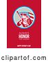 Clip Art of Retro American Patriot Minuteman Revolutionary Soldier Wielding a Flag with Always Honor the Heroes Happy Patriots Day Text on Red by Patrimonio