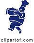 Clip Art of Retro Blue and White Chef Carrying a Pot by Patrimonio