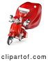Clip Art of Retro Cartoon 3d White Guy Santa Riding a Scooter, on a White Background by