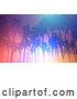 Clip Art of Retro Colorful Lit Tropical Sunset with Palm Trees by KJ Pargeter