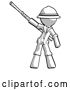 Clip Art of Retro Explorer Guy Bo Staff Pointing up Pose by Leo Blanchette