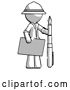 Clip Art of Retro Explorer Guy Holding Large Envelope and Calligraphy Pen by Leo Blanchette