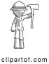 Clip Art of Retro Explorer Guy Holding up Red Fireman's Ax by Leo Blanchette