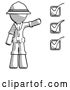 Clip Art of Retro Explorer Guy Standing by List of Checkmarks by Leo Blanchette