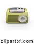 Clip Art of Retro Greenish Yellow Radio with a Station Tuner, on a White Background by KJ Pargeter