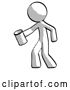 Clip Art of Retro Guy Begger Holding Can Begging or Asking for Charity Facing Left by Leo Blanchette
