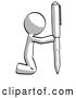 Clip Art of Retro Guy Posing with Giant Pen in Powerful yet Awkward Manner. by Leo Blanchette
