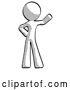 Clip Art of Retro Halftone Design Mascot Guy Waving Left Arm with Hand on Hip by Leo Blanchette