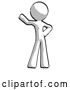 Clip Art of Retro Halftone Design Mascot Guy Waving Right Arm with Hand on Hip by Leo Blanchette