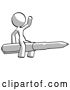 Clip Art of Retro Halftone Design Mascot Lady Riding a Pen like a Giant Rocket by Leo Blanchette