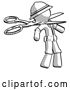 Clip Art of Retro Halftone Explorer Ranger Guy Scissor Beheading Office Worker Execution by Leo Blanchette