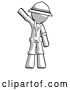 Clip Art of Retro Halftone Explorer Ranger Guy Waving Emphatically with Right Arm by Leo Blanchette