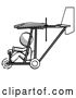 Clip Art of Retro Lady in Ultralight Aircraft Side View by Leo Blanchette
