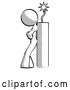 Clip Art of Retro Lady Leaning Against Dynimate, Large Stick Ready to Blow by Leo Blanchette