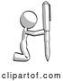 Clip Art of Retro Lady Posing with Giant Pen in Powerful yet Awkward Manner. Because Funny by Leo Blanchette