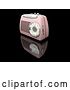 Clip Art of Retro Pink Radio with a Station Dial, on a Reflective Black Surface by KJ Pargeter
