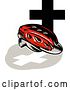 Clip Art of Retro Red Cycling Helmet with a Cross by Patrimonio