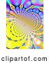 Clip Art of Retro Spiraling Funky Background of Colorful Fractals on Yellow by ShazamImages