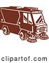 Clip Art of Retro Styled Brown Street Sweeper Machine by Patrimonio