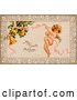 Clip Art of Retro Valentine of Cupid Flying and Tugging on a Pink Ribbon Connected to Golden Ringing Bells with Text Reading "My Heart's Message" Circa 1910 by OldPixels