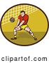 Clip Art of Retro Volleyball Player Preparing to Hit a Ball by Patrimonio