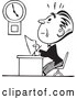 Clipart of a Retro Businessman Trying to Finish His Work on Time Before Deadline by BestVector