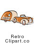 Royalty Free Retro Vector Clip Art of a Car and Trailer by Andy Nortnik