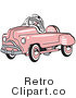 Royalty Free Vector Retro Illustration of an Old Pink Convertible Toy Car by Andy Nortnik