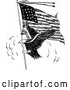 Vector Clip Art of a Confident Retro Eagle Representing the American Flag in Black and White by Prawny Vintage