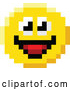 Vector Clip Art of a Pixelized Retro Smiling 8-Bit Emoji Smiley Face by AtStockIllustration