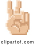 Vector Clip Art of a Retro 8 Bit Pixel Art Styled Hand Gesturing Peace by AtStockIllustration