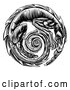 Vector Clip Art of a Retro Black Dragon Forming a Circle by AtStockIllustration