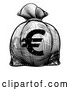 Vector Clip Art of a Retro Black Euro Burlap Money Bag Sack by AtStockIllustration