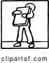 Vector Clip Art of a Retro Boy Carrying a Book by Prawny Vintage