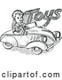 Vector Clip Art of a Retro Boy Driving a Toy Car by Prawny Vintage