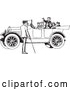 Vector Clip Art of a Retro Family in a Old Convertible Car by BestVector