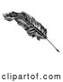 Vector Clip Art of a Retro Feather Quill Pen in Black and White by AtStockIllustration