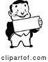 Vector Clip Art of a Smiling Retro Business Man Holding a Sign by Prawny Vintage