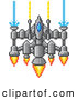 Vector Clip Art of Retro 8 Bit Pixel Art Video Game Styled Spaceship by AtStockIllustration
