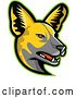 Vector Clip Art of Retro African Wild Dog Mascot Head Facing Right by Patrimonio