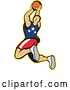 Vector Clip Art of Retro American Basketball Player Juming with the Ball by Patrimonio