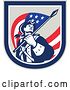 Vector Clip Art of Retro American Revolutionary Soldier Patriot Minuteman with a Flag in a Crest by Patrimonio