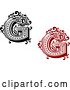 Vector Clip Art of Retro and Red Capital Letter G with Flourishes by Vector Tradition SM